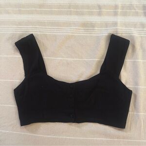 Vanessa Mooney Black Linen Crop Tank